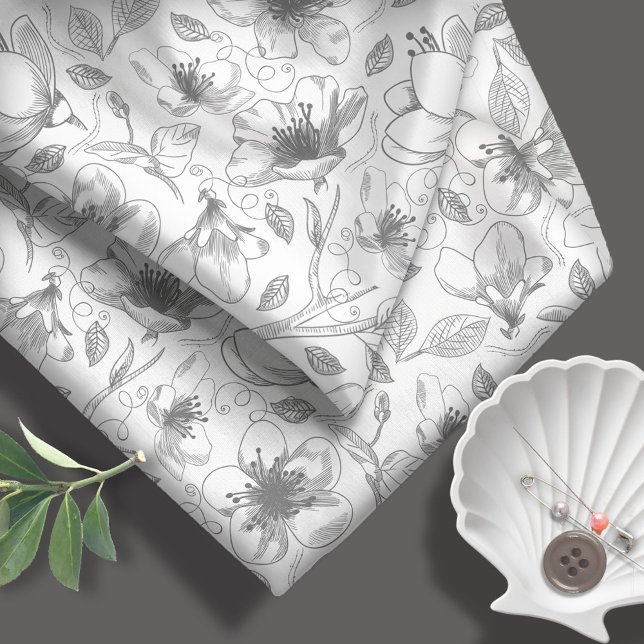 Skalade Blommigtar konturer Mönster Grått ID939 Tyg (Skapare uppladdad)