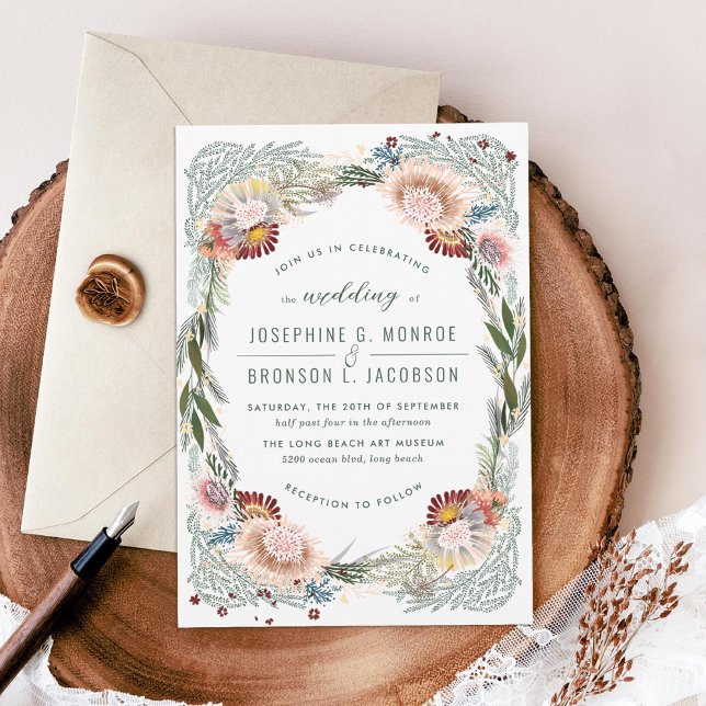 Skalade blommor, unika vita Bröllop Inbjudningar (Skapare uppladdad)