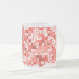 Skalade små kvadrater, röda eller korallfärgade to frostad glasmugg