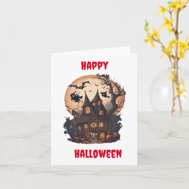 Skalat Halloween-designhälsningskort Kort (Gul blomma)
