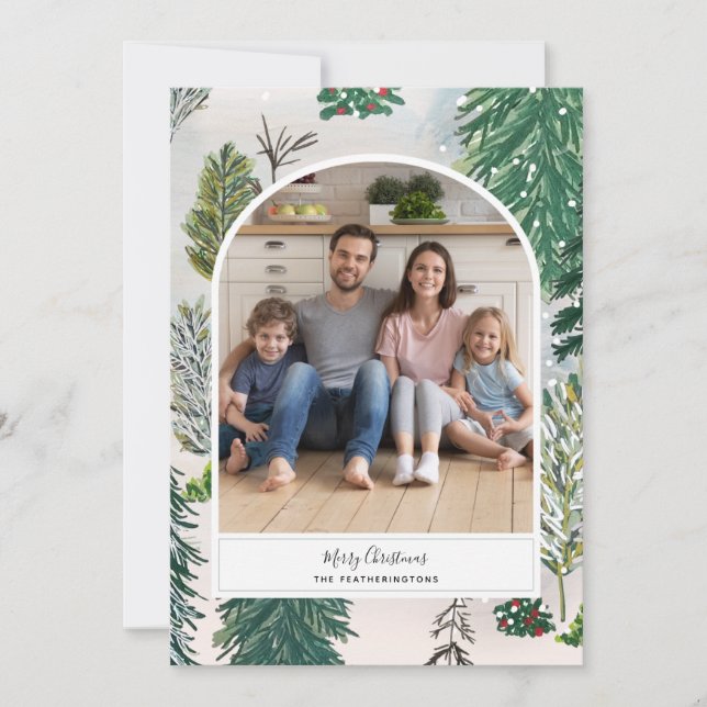 Skalat jokertecken för vinterskog julkort (Framsida)