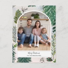 Skalat julljokertecken för vinterskog vykort