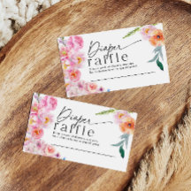 Skalat kort för Raffle-spel | Blommigt Baby Shower