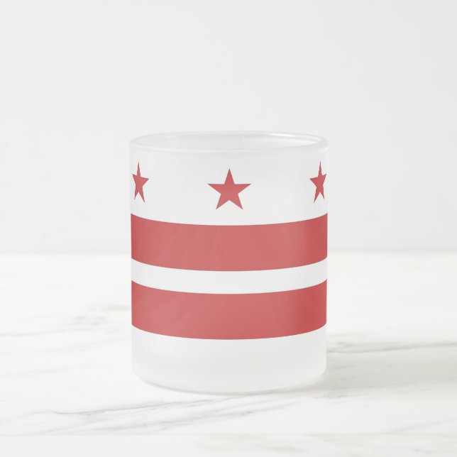 Skalat litet glas mugg med flagga Washington DC (Center)