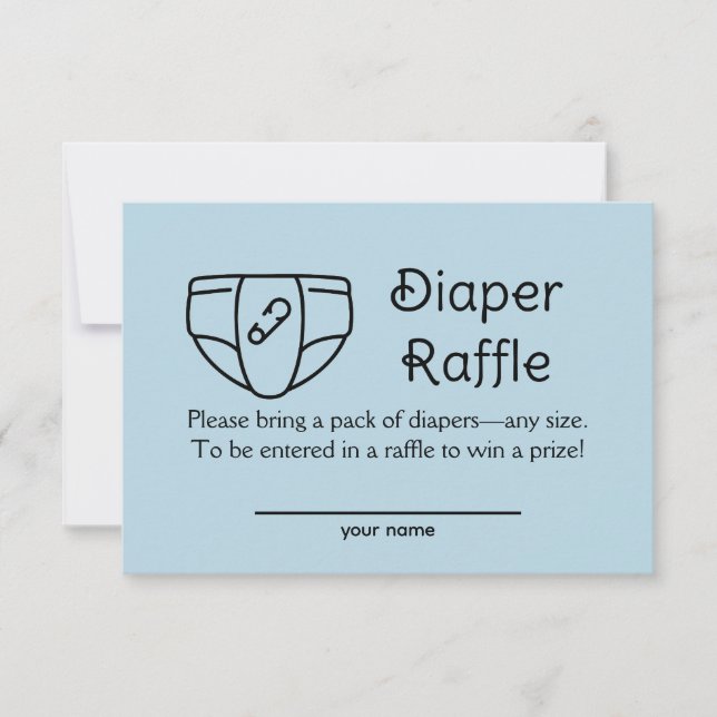 Skalat Raffle Pojke Blue Shower-hölje Inbjudningar (Framsida)
