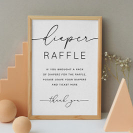 Skalat Raffle-skylt. Minimalistiskt babyduschspel Poster