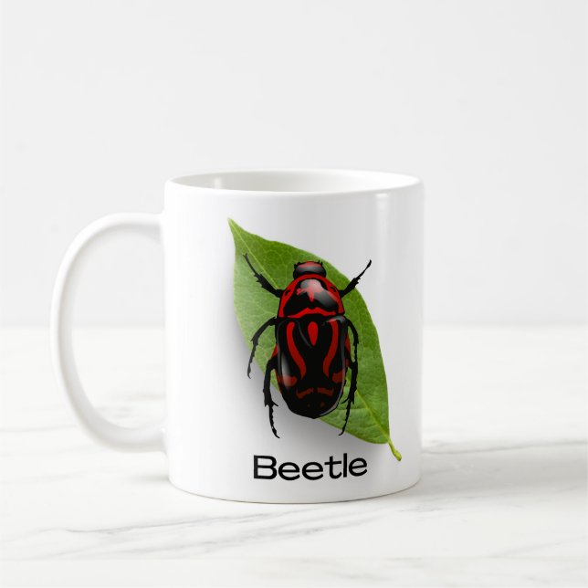 Skalbaggar i ett blad, insekter kaffemugg (Vänster)