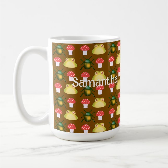 Skalbaggsskäld, groda och svamp kaffemugg (Vänster)