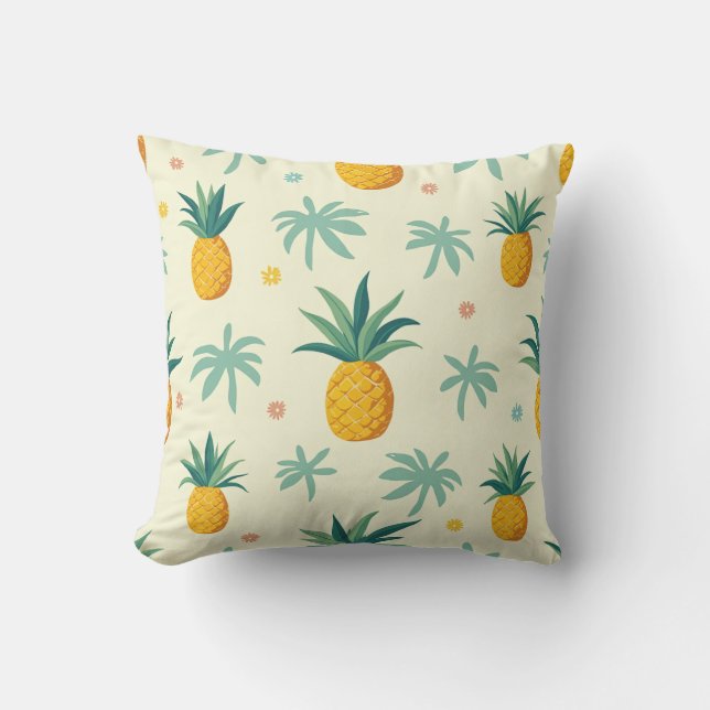 Skalbar ananas och träd mönster kudde (Framsida)