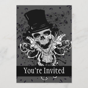 Skalbar skull med Top hat Inbjudningar