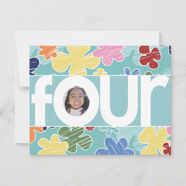 Skalblommor, fjärde Födelsedagsfesten, skalbaggar Inbjudningar (Framsida)