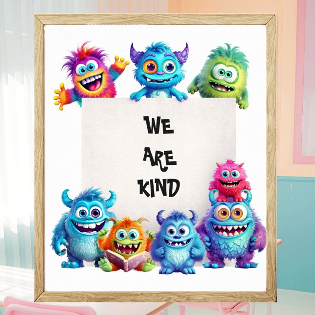 Skaldekortext Poster i ett lustigt cute Monsters C (Funny Cute Monsters with Your Own Text Poster)