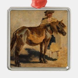 Skaldjur med häst (konst av häst) julgransprydnad metall