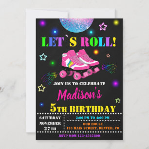 Skalfödelsedagsinbjudan Roller party inbjudan