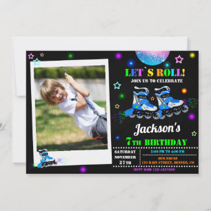 Skalfödelsedagsinbjudan Roller party inbjudan