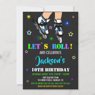 Skalfödelsedagsinbjudan Roller party inbjudan