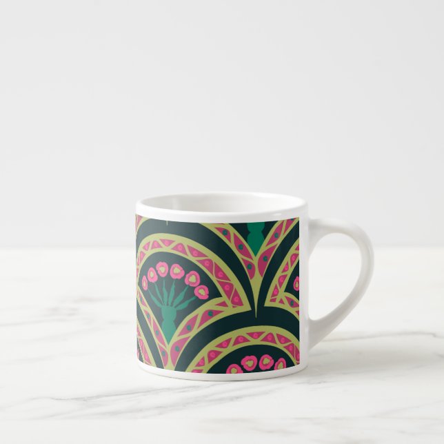 skalformigt grönt mönster espressomugg (Höger)