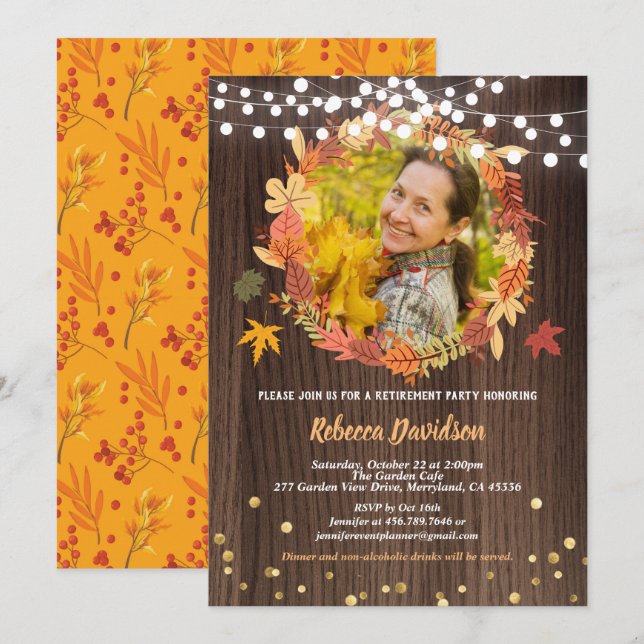 Skalfotografi på thanksgivingen pension party inbjudningar (Fram/baksida)