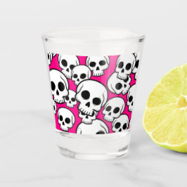 Skålglas med rosa dödskalle-mönster