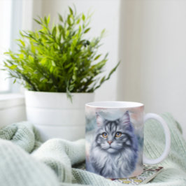 Skälig katt i vattenfärg kaffemugg