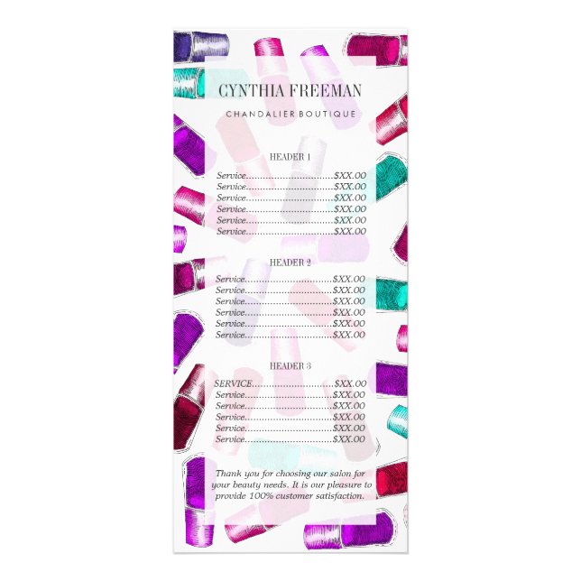 Skålig Nagel polsk Söt målad vattenfärg Reklamkort (Framsidan)