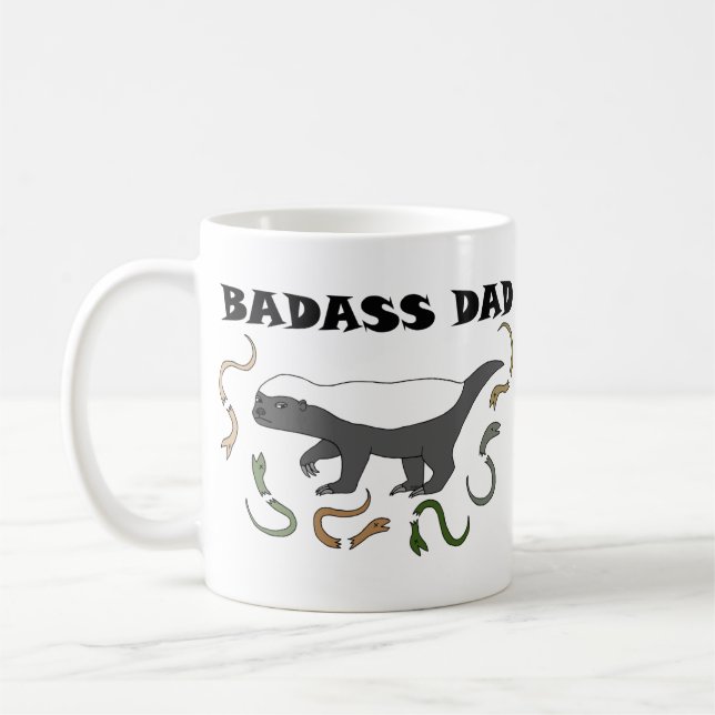 Skålig Pappa-gåva från Fars dag Honey badger Kaffemugg (Vänster)