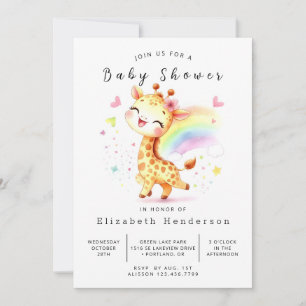 Skälig, redigerbar Giraffe Baby Shower Inbjudningar