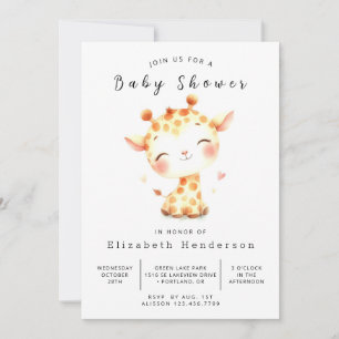 Skälig, redigerbar Giraffe Baby Shower Inbjudningar