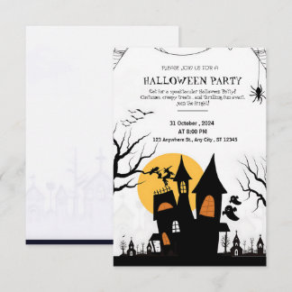 Skälig Roligt, svart och vit Halloween fest Inbjudningar
