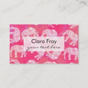 Skålig rosa, färgad blommigt av elefant mönster visitkort