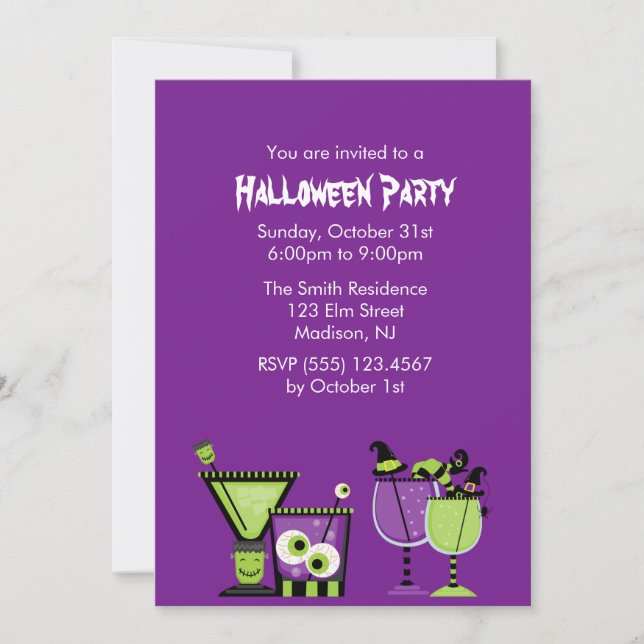Skäliga drycker Halloween fest Inbjudningar (Framsida)