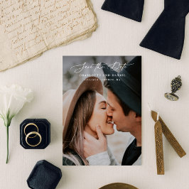 Skäligt Modern Calligraphy-Fullt-foto Spara Datumet