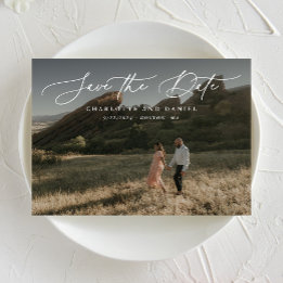 Skäligt Modern Calligraphy-Fullt-foto Spara Datumet