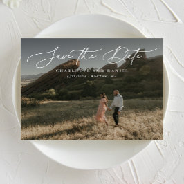 Skäligt Modern Calligraphy-Fullt-foto Spara Datumet