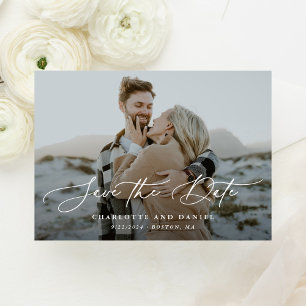 Skäligt Modern Calligraphy-Fullt-foto Spara Datumet
