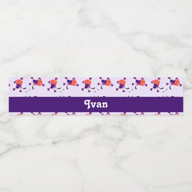 Skalishockeyspelare mönster vattenflaska etikett (Singel etikett)