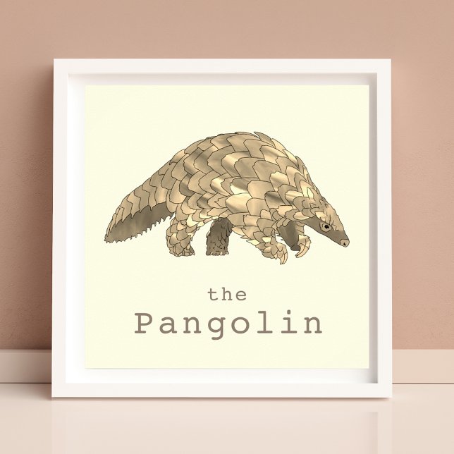 Skaljätteaktärsrättsaktivism för utrotningshotade  poster (Cute pangolin rare wildlife animal art poster by artist Catherine Sweetman )