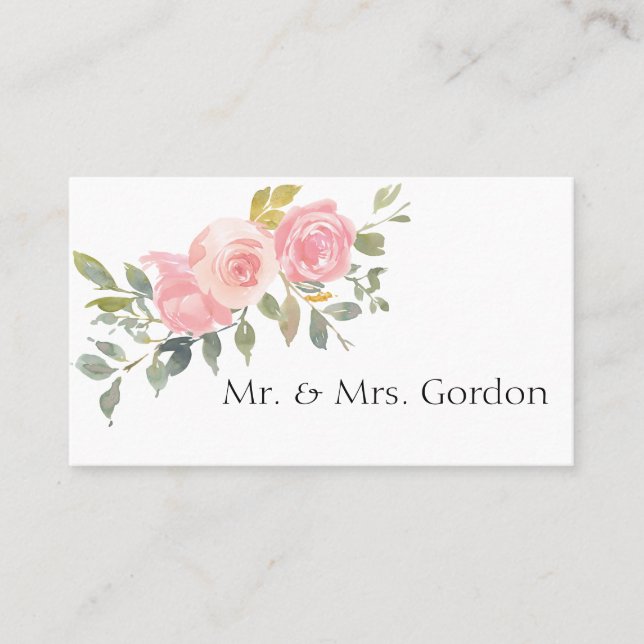 Skalkort för  Rosa-Blommigt för vattenfärgspolning Placeringskort (Framsida)