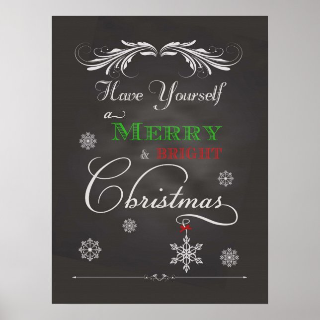 Skalkort - Merry & Bright jul Poster (Framsidan)