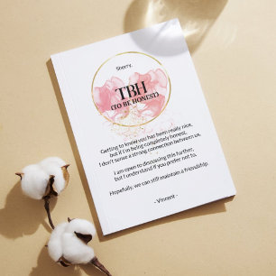 Skall vara hederligt (TBH) Rosa Breakup Card Meddelande