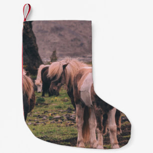 SKALLÅG FOKUSFOTOGRAFI AV HÄSTAR LITEN JULSTRUMPA