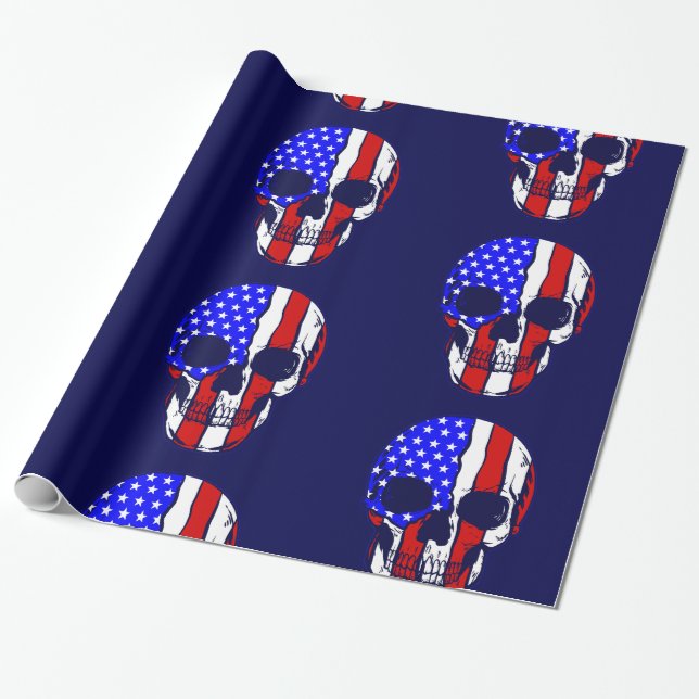 skallamerikan flagga skeleton patriotic presentpapper (Utrullad)
