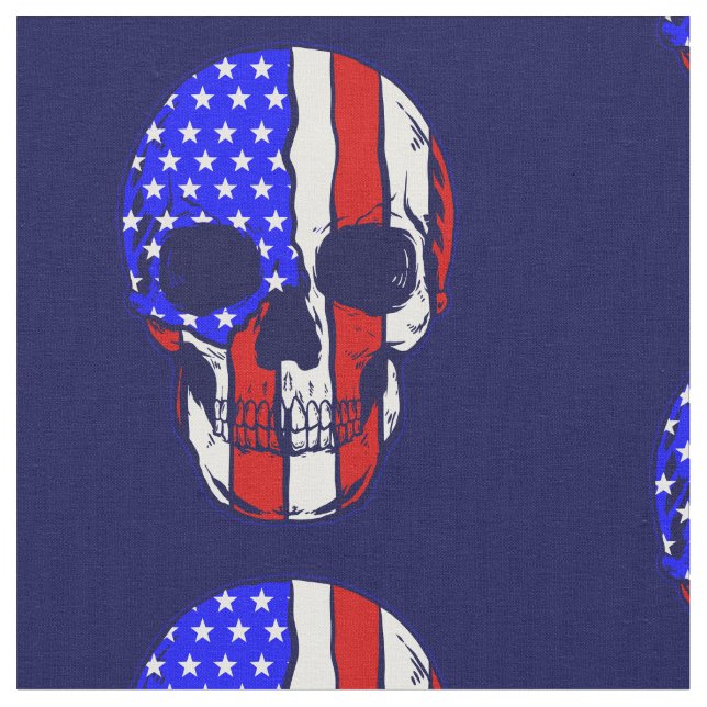 skallamerikan flagga skeleton patriotic tyg (Närbild)