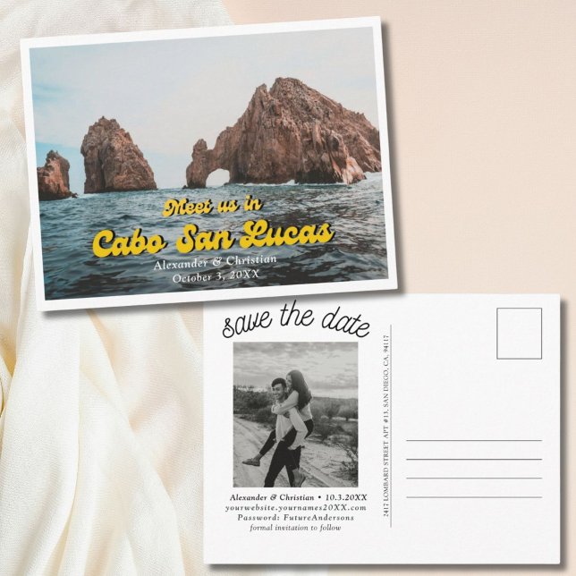 Skållasbröllop Spara vykortet för datum Vykort (Cabo Wedding Save the Date)