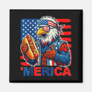 Skalle bald eagle korv amerikansk flagga rolig 4 j magnet