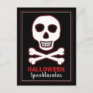 Skalle & Ben, Röd Halloween-festinvitation Meddelande Vykort
