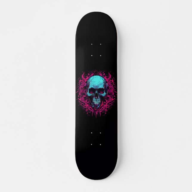 Skalle Calavera Svart Mini Skateboard Bräda 18,5 Cm (Framsida)