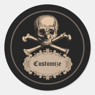 Skalle & Crossbones Runt Klistermärke