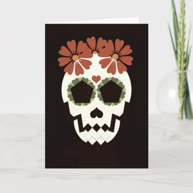 Skalle "Feliz Día De Los Muertos!", Hälsningkort Kort (Framsida)