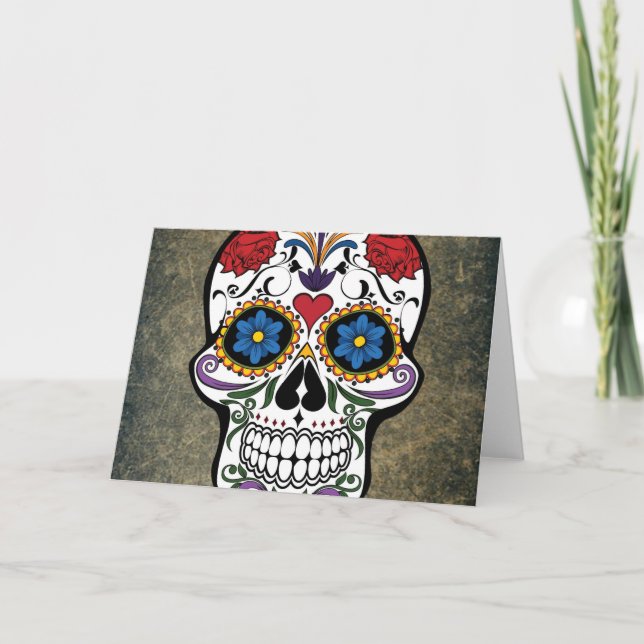 Skalle för Diameter De Los Muertos röd rossocker Kort (Framsida)
